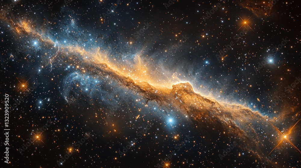 Cosmic nebula with glowing gas and dust clouds. Cosmic nebula with glowing gas and dust clouds.