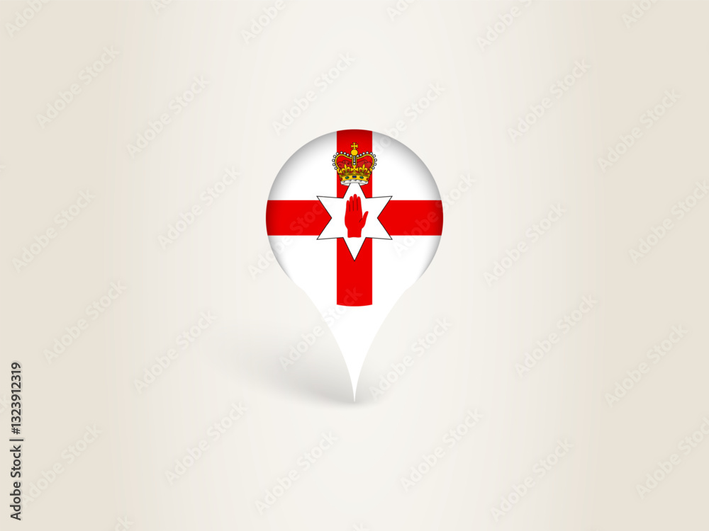 Φωτογραφία Pin Icon with Northern Ireland National Flag.
