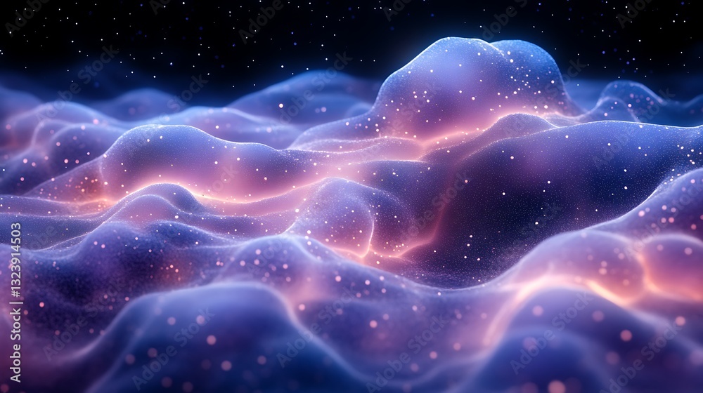 Fototapeta premium Abstract Purple and Blue Glowing Particle Wave Background