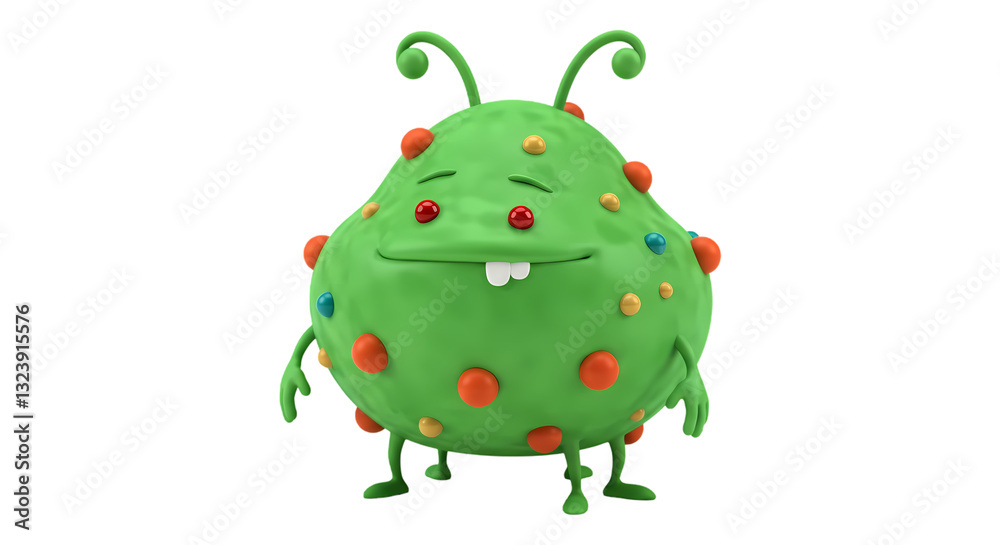 Cute Green Monster Cartoon Character on transparent background Cute Green Monster Cartoon Character on transparent background