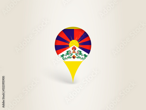 Pin Icon with Tibet National Flag. Free Download Pin Icon with Tibet National Flag. - GFXLoad