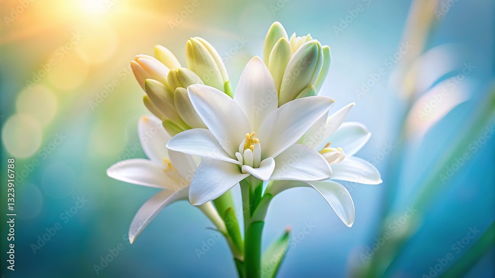Fototapeta premium Exquisite White Tuberose Flower Close-up
