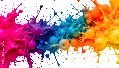 A vibrant and energetic desktop wallpaper featuring a dynamic and abstract paint splash design in high resolution 8k quality.