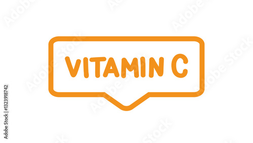 Vitamin C. Badge, icon, logo vector design illustration on white background. Can be used for eco, organic, bio theme