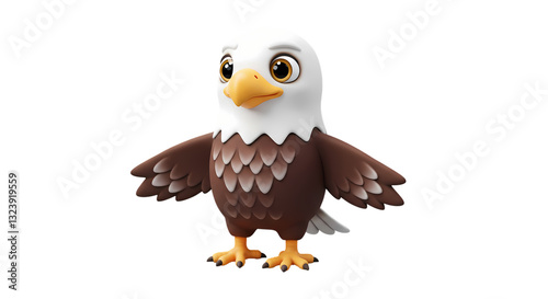 Adorable Baby Bald Eagle Cartoon Illustration on transparent background