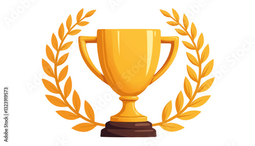 Gold trophy with laurel leaves