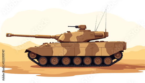 Tank illustration in a desert landscape