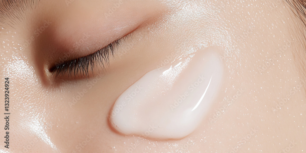 Fototapeta premium Close-up of Eye Area with Applied Facial Cream