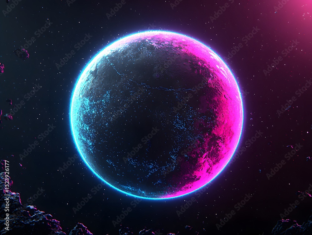 Obraz premium Luminous planet against the deep black space background creating a stunning cosmic display of celestial beauty