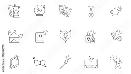Set of magic vector icons with white background