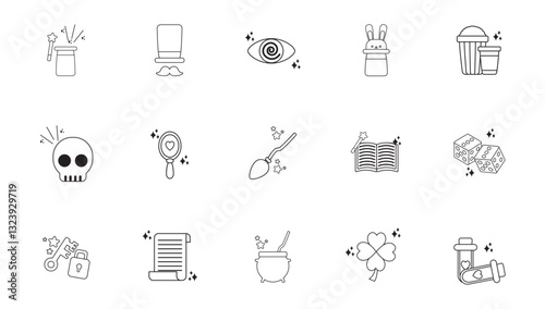 Set of magic vector icons with white background
