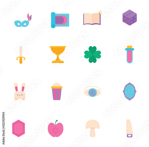 Set of magic vector icons with white background