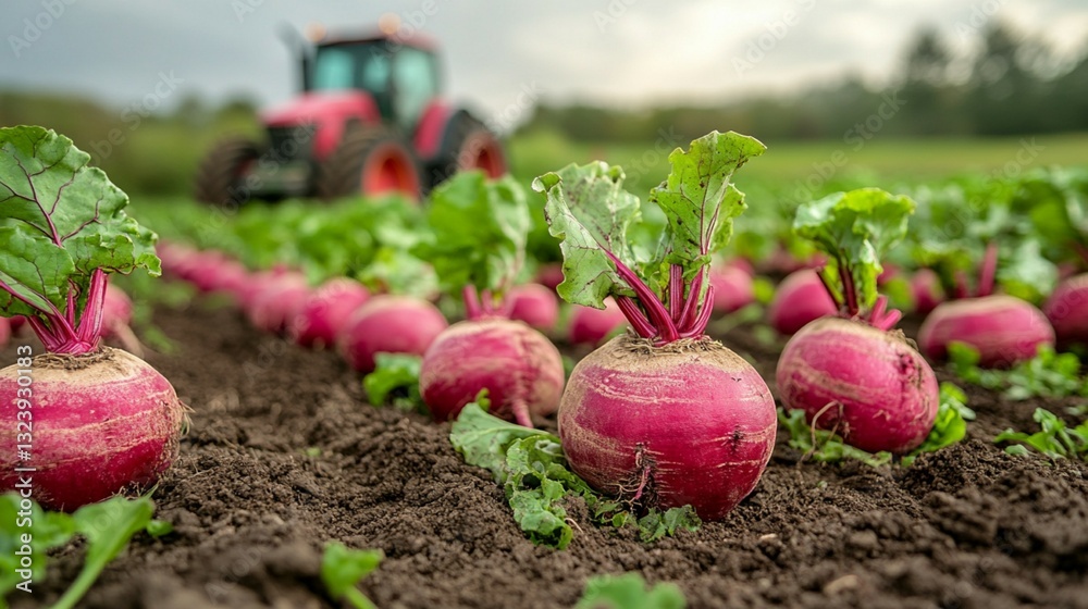 Freshly Dug Red Beetroot in the Field Freshly Dug Red Beetroot in the Field
