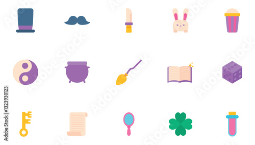 Set of magic vector icons with white background