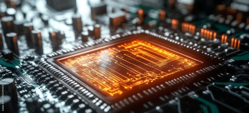 The close-up view shows a quantum computer's processing unit with bright, glowing circuits. This advanced technology represents a significant leap in computing power and speed. The close-up view shows a quantum computer's processing unit with bright, glowing circuits. This advanced technology represents a significant leap in computing power and speed.