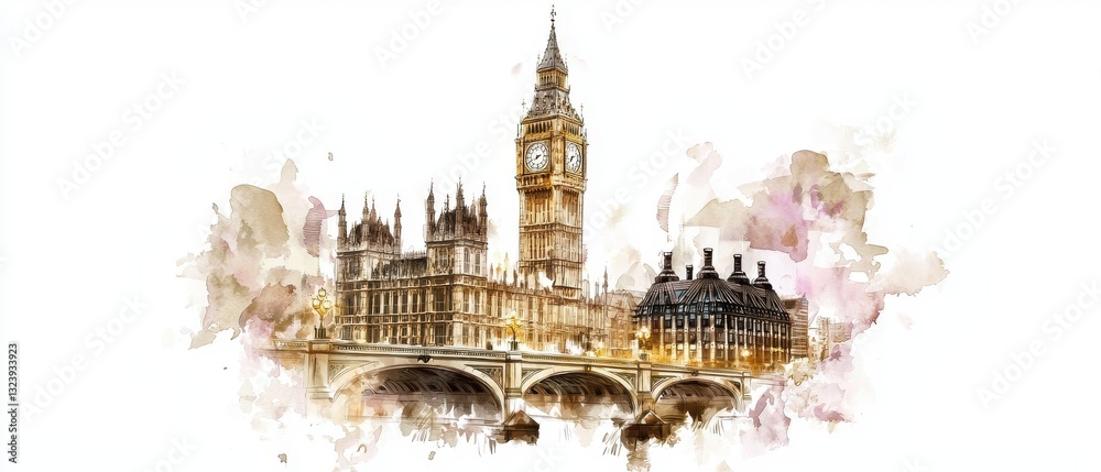 Obraz premium Iconic image of the Palace of Westminster and the famous Big Ben clock tower in London England This historic Gothic architecture landmark is a top tourist attraction in the UK capital city