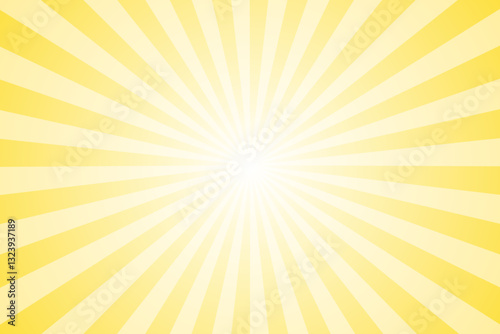 Ray sun. Yellow sun rays. Sunburst background. Burst radial line. Star beam. Retro pattern. Starburst light. Orange shiny lines. Sunray stripe. Banner comic style. Sparkle stripes. Vector illustration