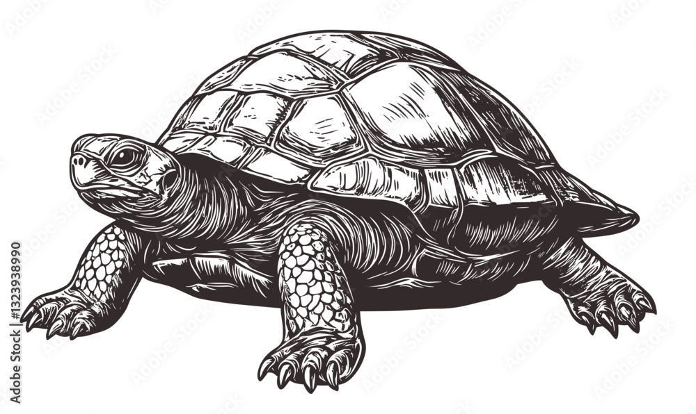 Fototapeta premium Turtle illustration set in black and white - detailed flat icons set, vector.