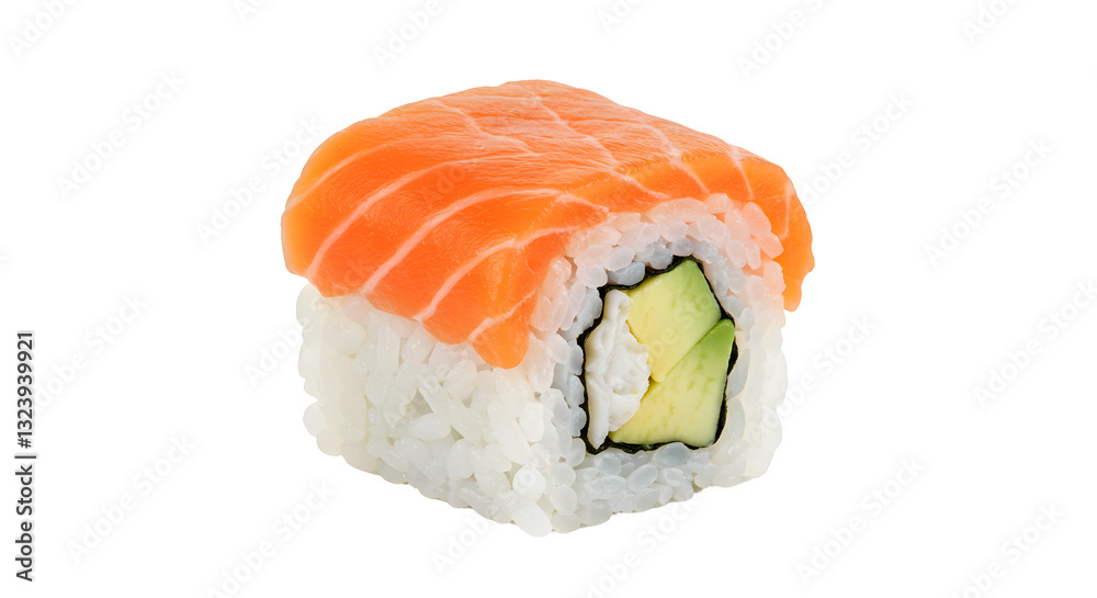 Delicious Salmon Sushi Roll on Transparent Background Delicious Salmon Sushi Roll on Transparent Background