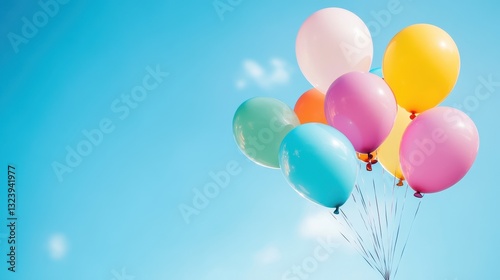 Vibrant Balloons Floating Under A Serene Blue Sky