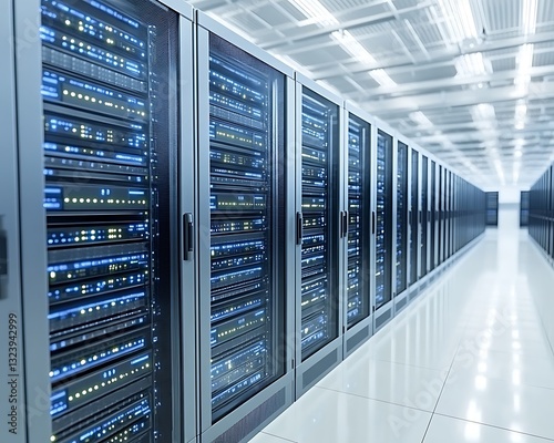 Rows of servers inside a data center environment