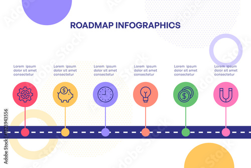 Minimalist Timeline Roadmap Infographic with Horizontal Steps and Milestones