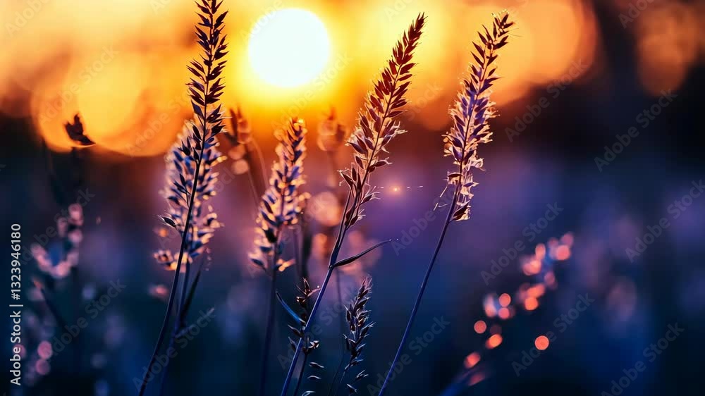 Sunset Serenity: Golden Hour Meadow Grass Sunset Serenity: Golden Hour Meadow Grass