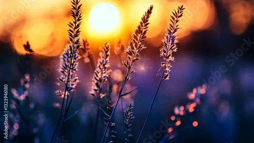 Sunset Serenity: Golden Hour Meadow Grass