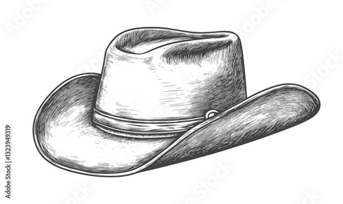 Classic cowboy hat in black and white, linear style, icons set.