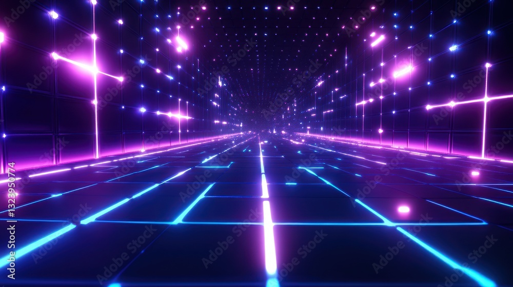Fototapeta premium Neon Grid Corridor