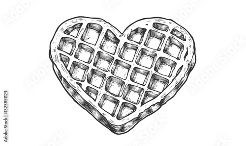 Heart-shaped waffle icon set - linear vector style.