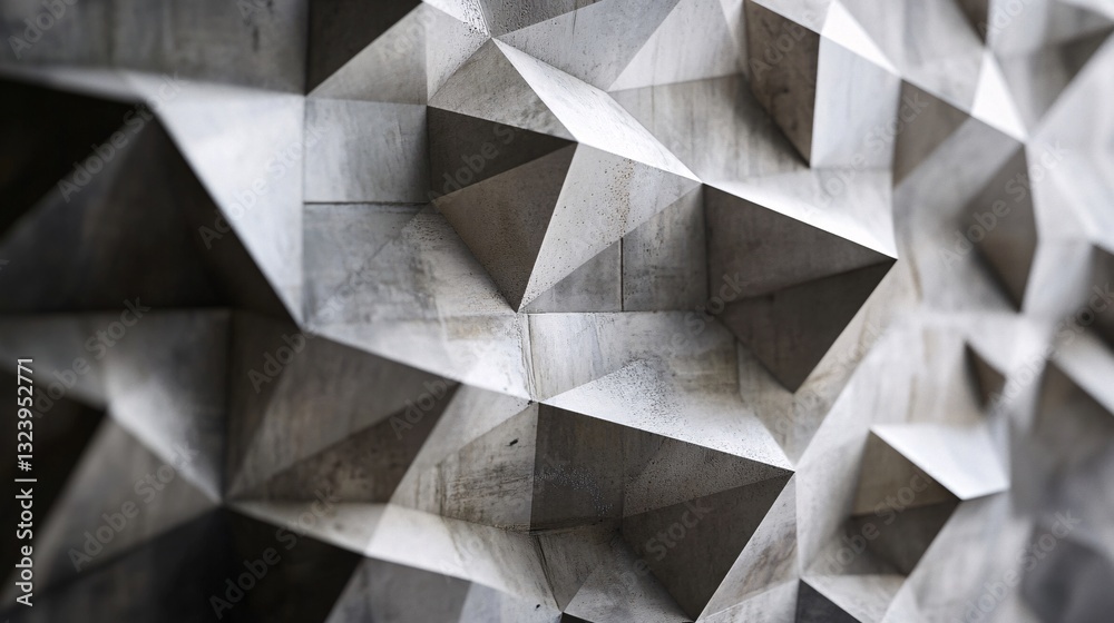 Fototapeta premium Geometric concrete wall showing abstract triangular pattern