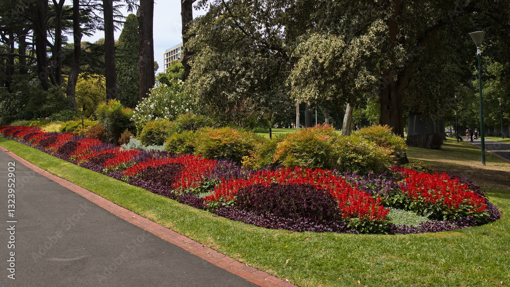Fototapeta premium Flower bed in Fitzroy Gardens in Melbourne,Victoria,Australia 