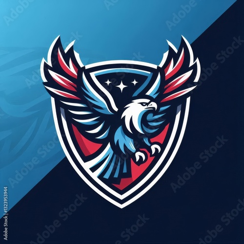  Vector Emblem Eagle: Stylized Illustration Shield Style Logo
