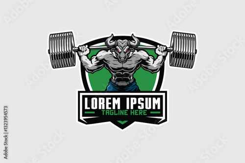 Bull weightlifting design vector image template