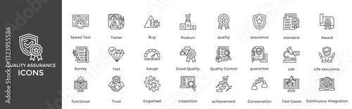 Quality Assurance icon set. Containing assurance, standard, Award, Survey, quality, assurance