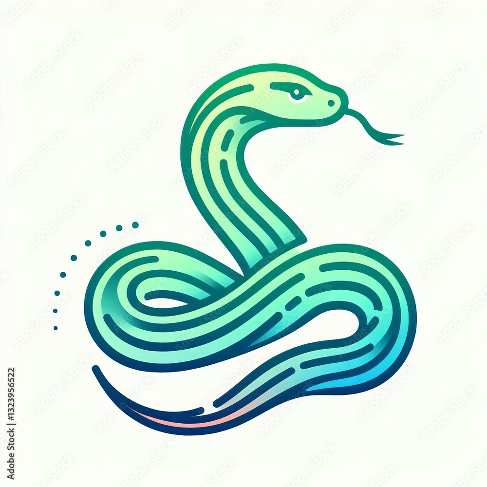 Naklejka premium Gradient Line Art Snake: Stylized Illustration Gradient Line Style