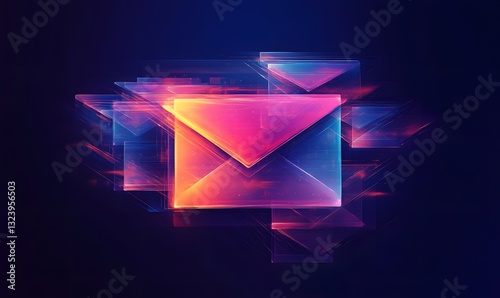 glowing digital mail envelope with modern design.