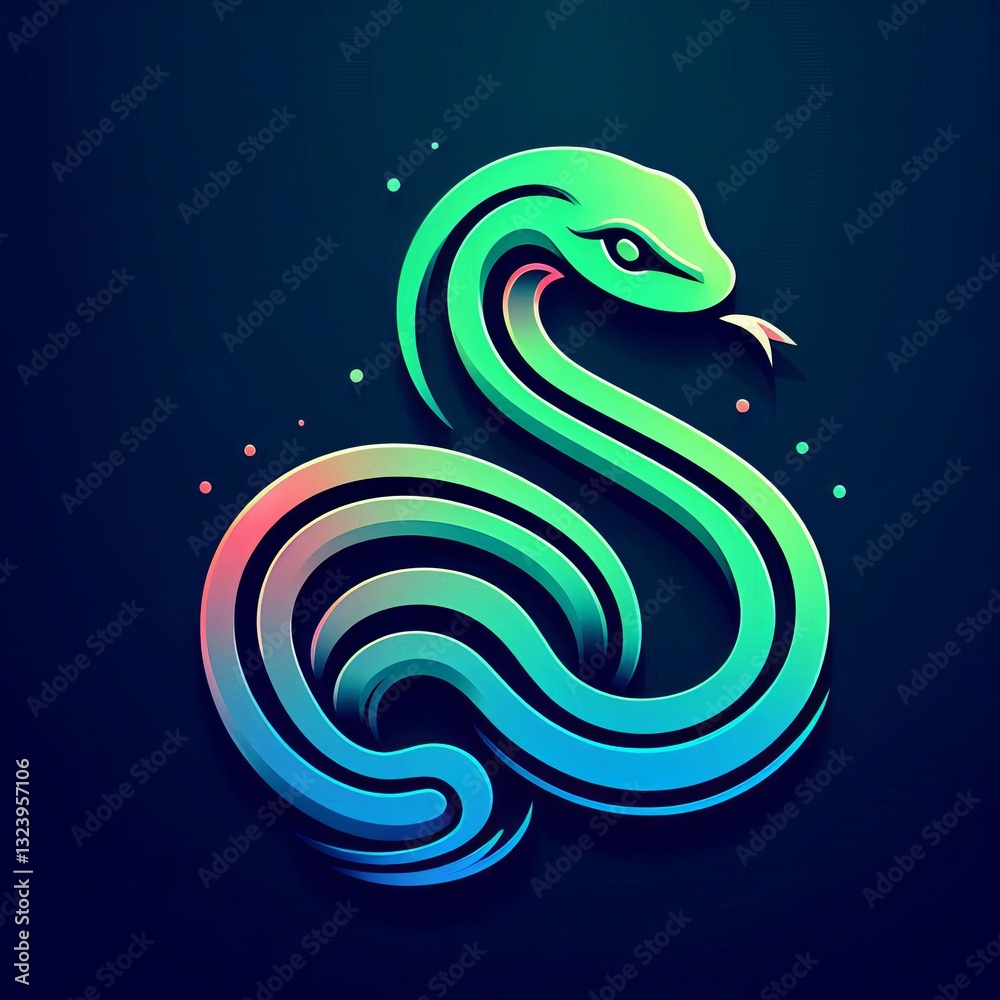 Naklejka premium Gradient Line Art Snake: Stylized Illustration Gradient Line Style