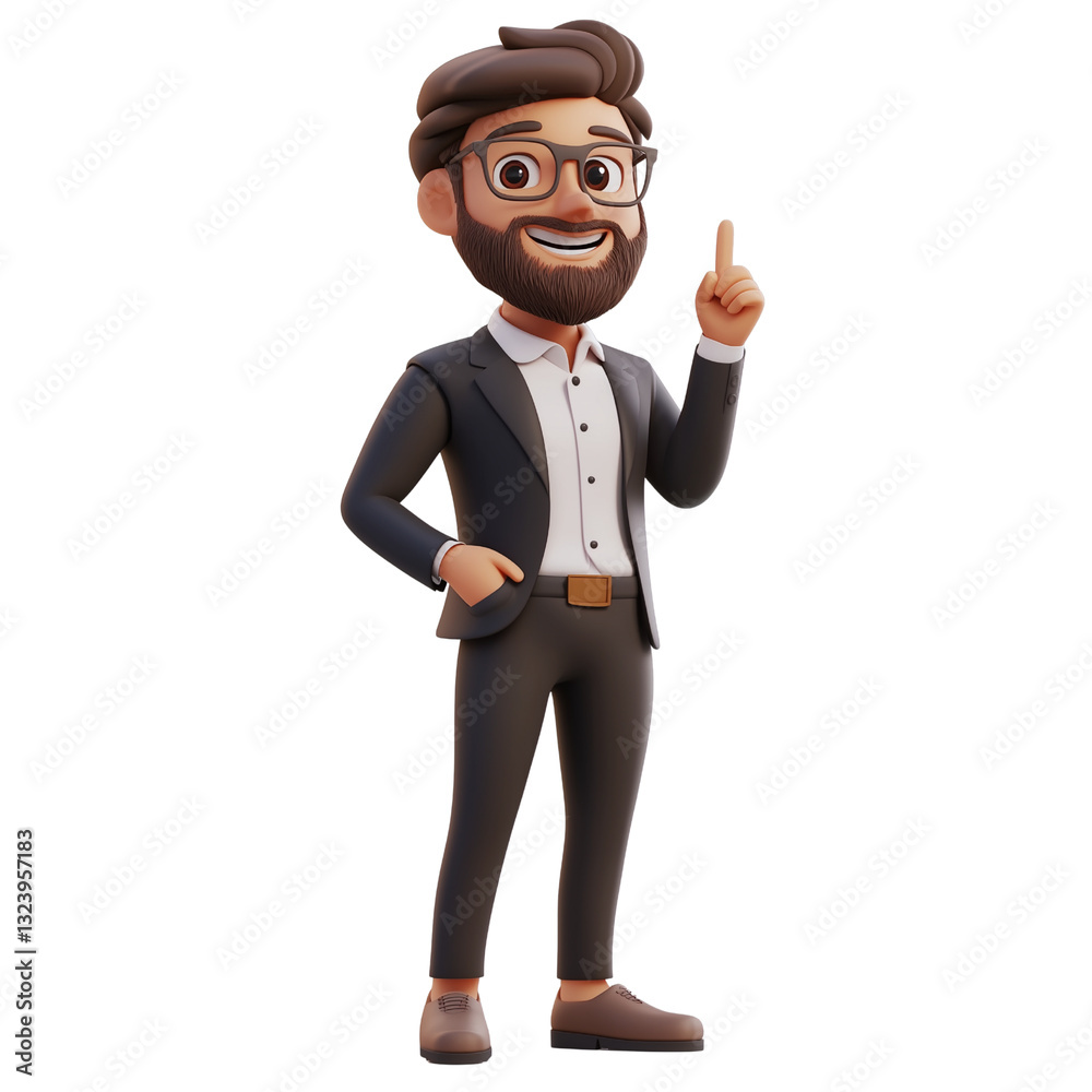 Businessman pointing upwards with confidence