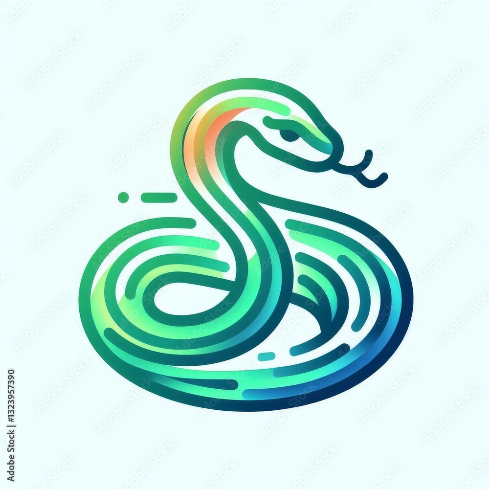 Obraz premium Gradient Line Art Snake: Stylized Illustration Gradient Line Style 