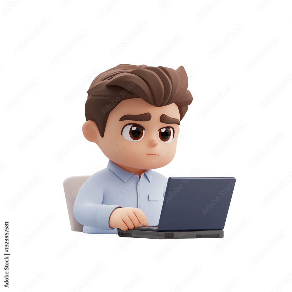 Focused office worker typing on laptop