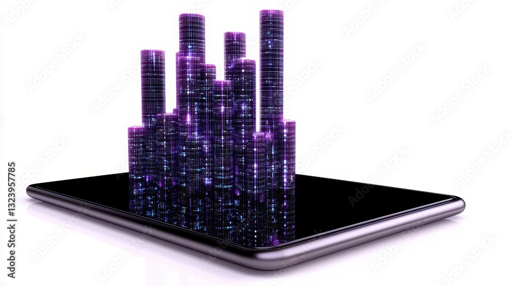 Digital City Projected Onto Tablet Screen Digital City Projected Onto Tablet Screen