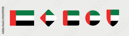 Vector United Arab Emirates National Flag icon collection. Flag set of United Arab Emirates various styles.