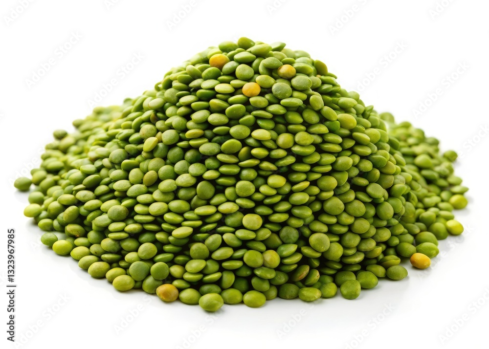 Crisp high-resolution image: vibrant green lentils isolated on white, perfect for healthy cooking ingredient visuals. Crisp high-resolution image: vibrant green lentils isolated on white, perfect for healthy cooking ingredient visuals.