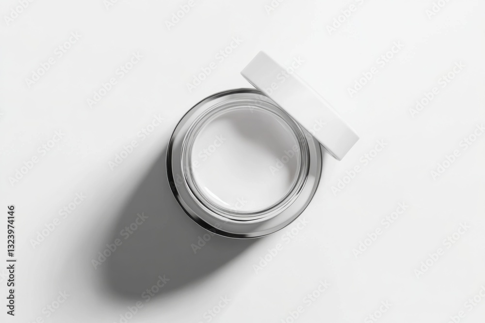 Retinol cream jar, product photography, white and cream colors, skincare product showcase Retinol cream jar, product photography, white and cream colors, skincare product showcase