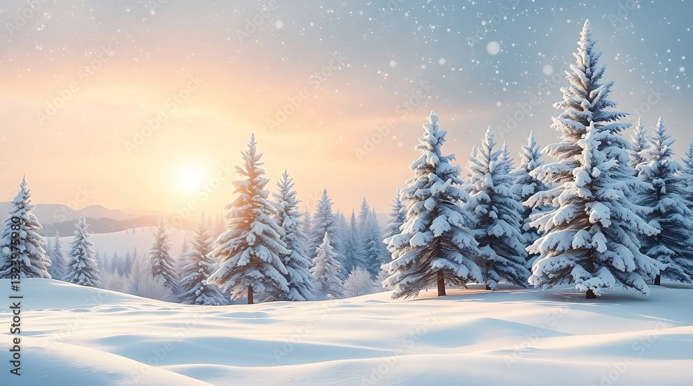 Naklejka premium Snowy Winter Wonderland Background for Holiday and Seasonal Designs