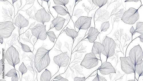Modern abstract seamless texture with flowing wave lines and geometric leaf motifs. Light beige vector background for packaging design, digital paper, or wall decor. Professional artwork in neutral to