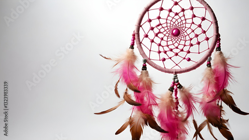 Pink Dreamcatcher on a white background