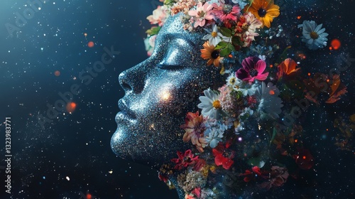 girl with flowers on her head
